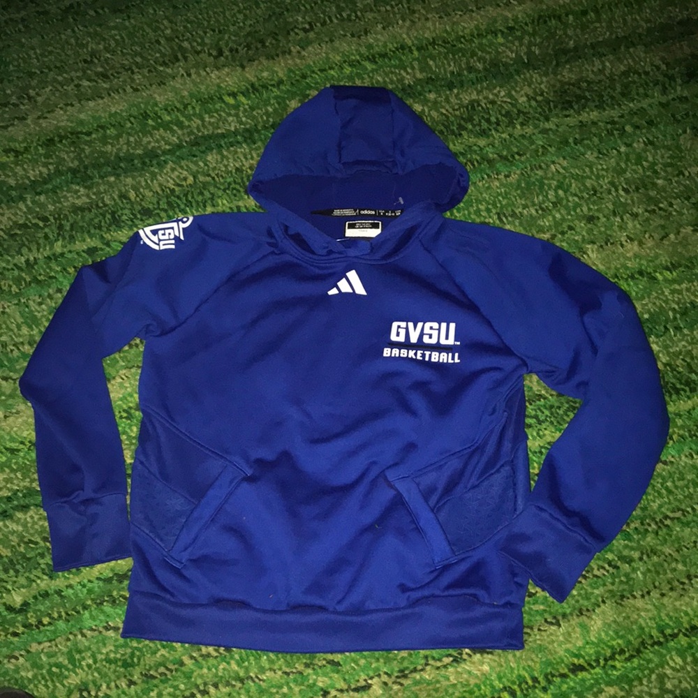 adidas GVSU Basketball Zip-Up Hoodie in Royal Blue